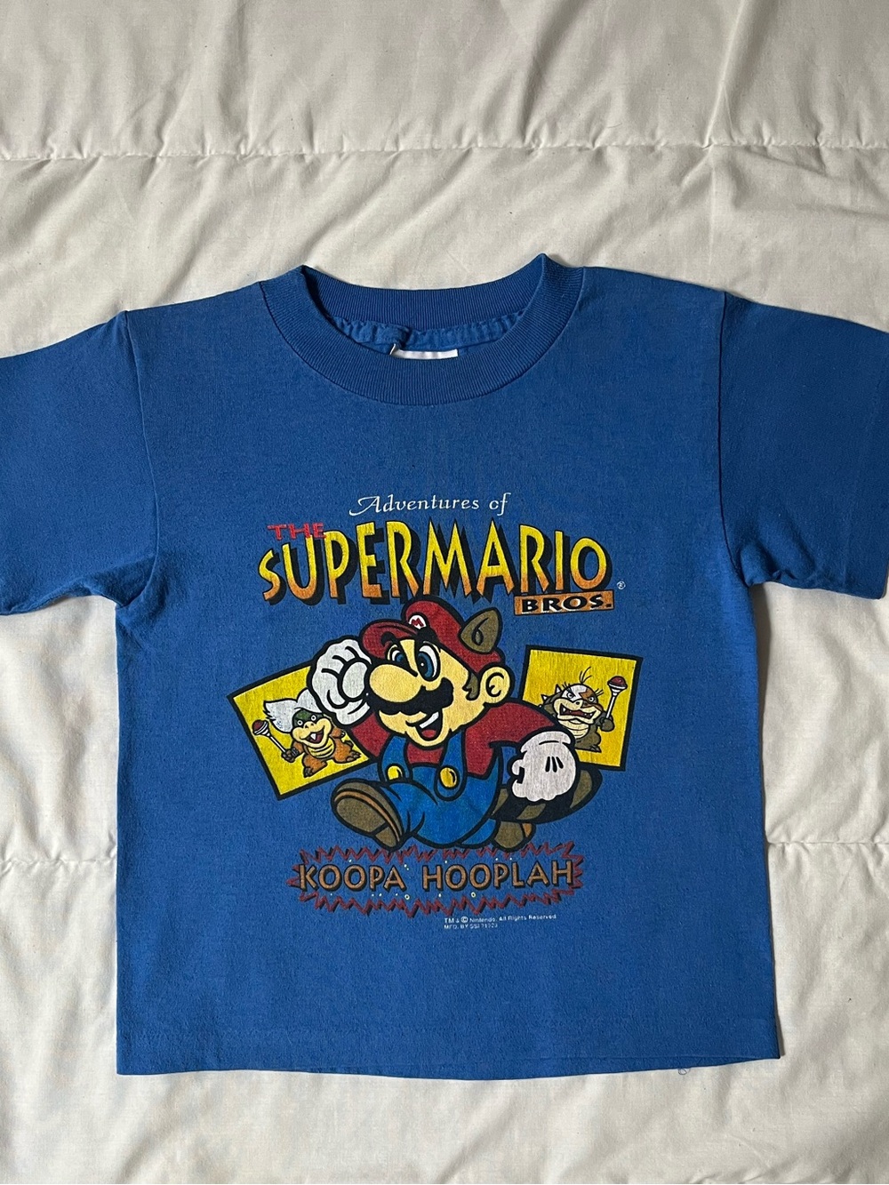 Vintage SSI Super Mario Nintendo Royal Blue Super Mario Graphic Tee